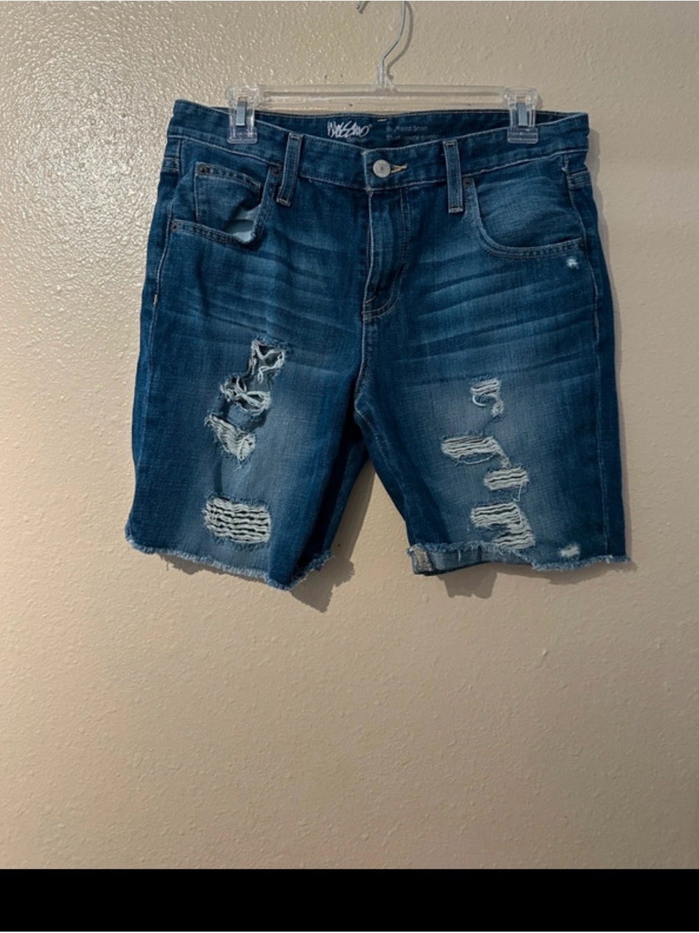 Mossimo Supply Co. Distressed Dark Indigo Jean Shorts